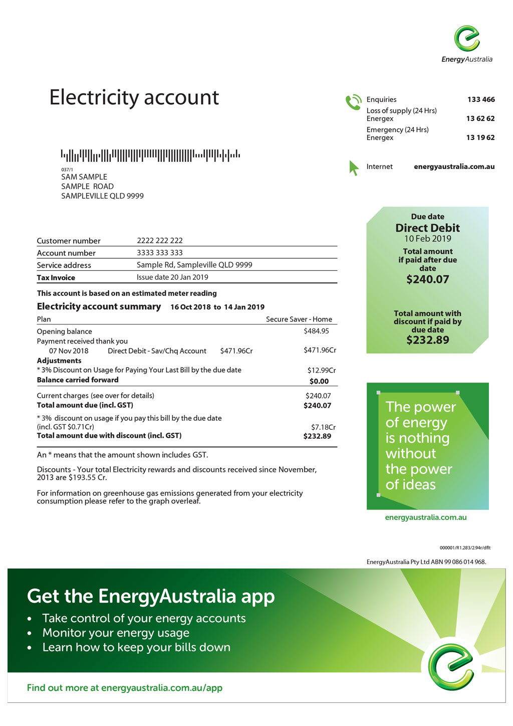 Billing Guide Electricity Bill Explained EnergyAustralia