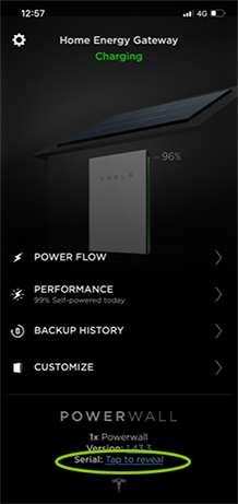 Tesla Serial Number - App