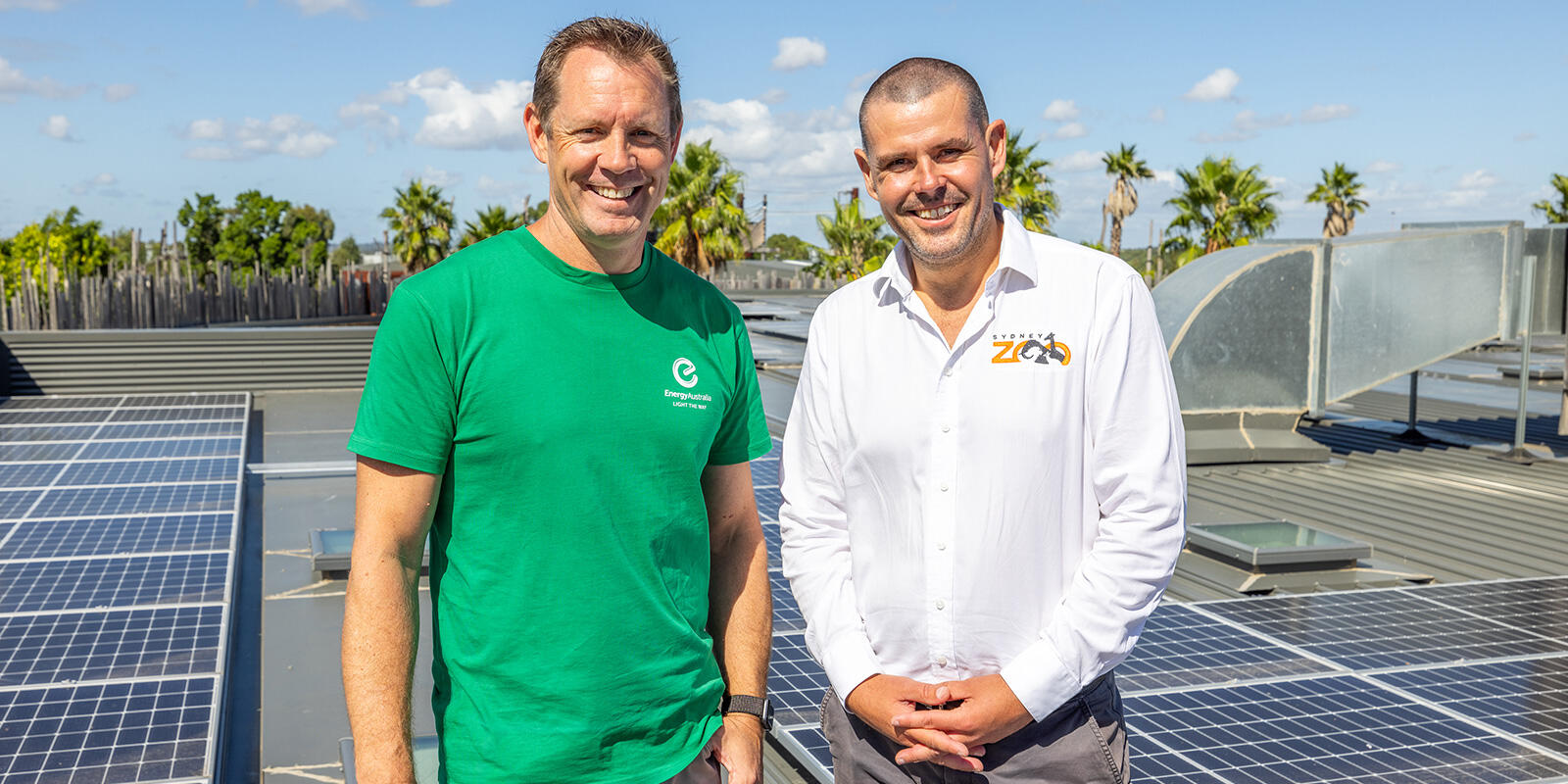 Mark Brownfield, Chief Customer Officer at EnergyAustralia, and Chris Rivett, Chief Commercial Officer at Sydney Zoo. 