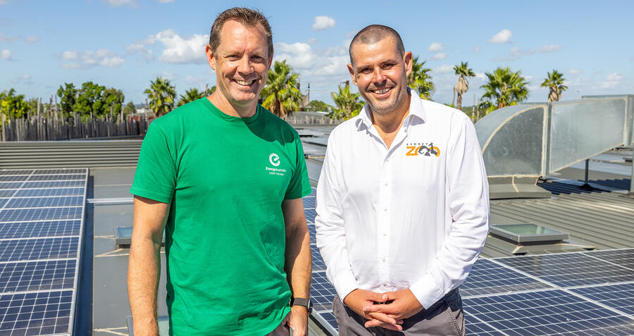Mark Brownfield, Chief Customer Officer at EnergyAustralia, and Chris Rivett, Chief Commercial Officer at Sydney Zoo. 