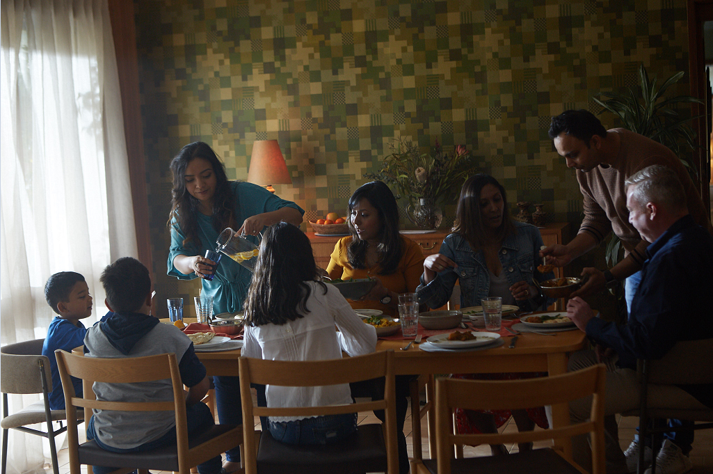 family and friends around the dinner table