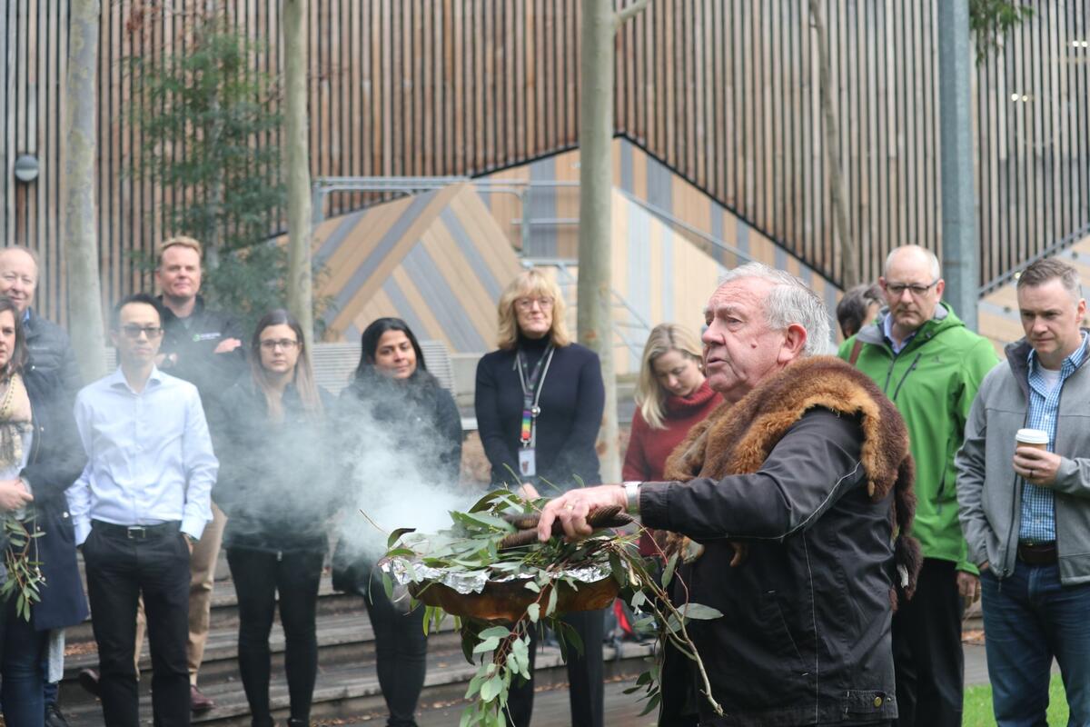 Elder Uncle Ron at Docklands Smoking Ceremony